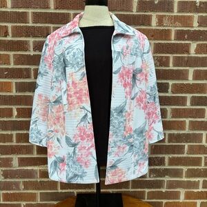 Alfred Dunner Women’s Size 16W Multi-Pastel Color Open Front 3/4 sleeves blazer